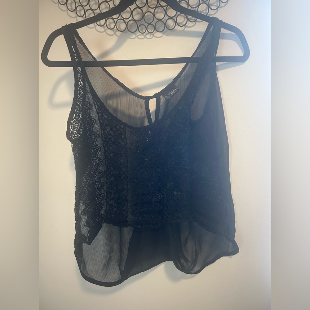 Daytrip Black Lace Sheer Tank Top – Women’s Small